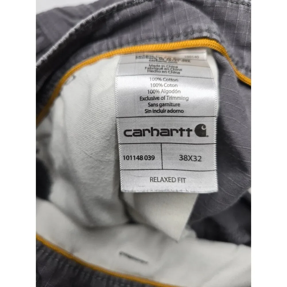 Men's Carhartt Cargo Pants Force Relaxed Fit Grey Ripstop 38 X 32 (38 X 30)